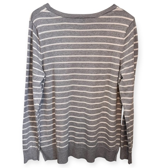 EUC Old Navy Gray and White Striped Sweater - Picture 2 of 4